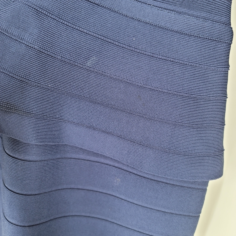 Herve Leger Tarha Peplum Blue Bandage Dress Size S Bodycon - Picture 4 of 9
